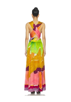 Ulla Johnson Boheme Silk Gown in Green,Tan. Size 0. Also in 4, 6, 8, 10, 12.