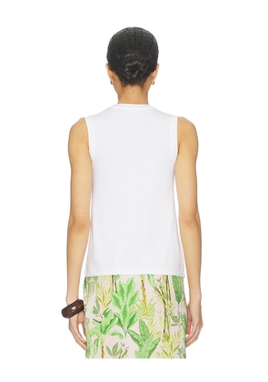 Verandah Hand Beaded Parrot Tank in White. Size L. Also in XS, M.