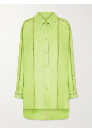 Diotima - Bridgetown Embroidered Silk-satin Shirt - Green - 0,1,2,3,4