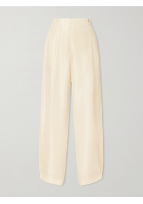 The Row - Kolina Pleated Silk-faille Wide-leg Pants - Yellow - US0,US2,US4,US6,US8,US10