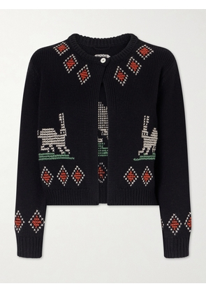 BODE - Bunny Jacquard-knit Wool Cardigan - Black - x small,small,medium,large,x large