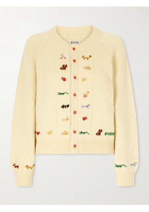 BODE - Zoologist Embroidered Merino Wool And Alpaca-blend Cardigan - Yellow - x small,small,medium,large,x large