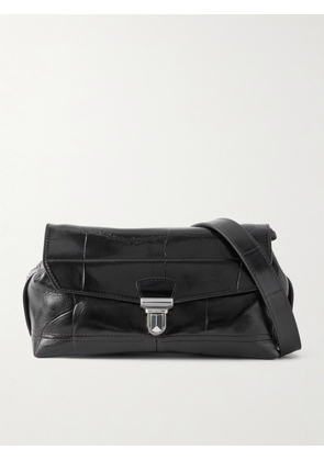 LEMAIRE - Gear Small Croc-effect Leather Shoulder Bag - Black - One size