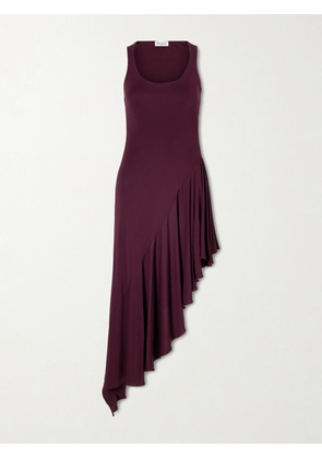 Alaïa - Asymmetrical Crepe-jersey Midi Dress - Burgundy - FR 34,FR 36,FR 38,FR 40,FR 42,FR 44