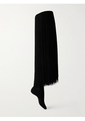 Alaïa - Fringed Knit High Socks - Black - One size