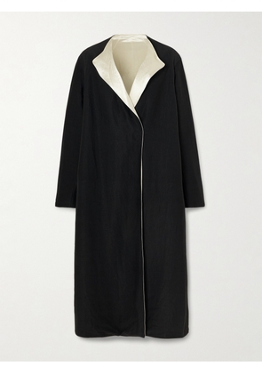 Maria McManus - Reversible Organic Twill And Hammered-satin Coat - Black - XS/S,M/L