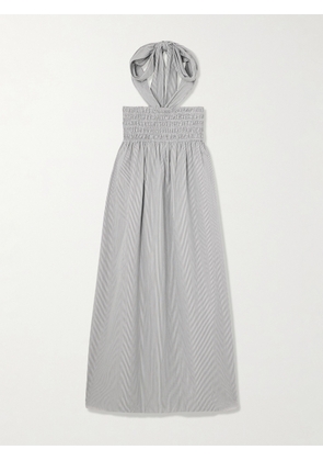 Maria McManus - Smocked Pinstriped Poplin Halterneck Midi Dress - Black - x small,small,medium,large