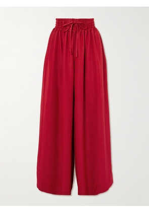 Maria McManus - Basketball Satin-trimmed Cotton-twill Wide-leg Pants - Red - x small,small,medium,large