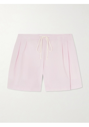 Maria McManus - Rope-trimmed Pleated Poplin Shorts - Pink - x small,small,medium,large