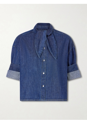 TWP - Tie-detailed Denim Shirt - Blue - XXS,XS/S,M/L