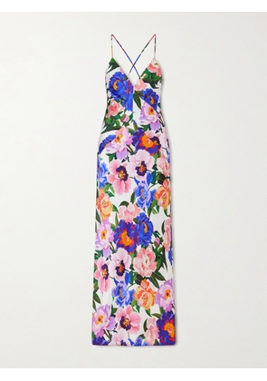 Borgo de Nor - Olive Floral-print Satin-crepe Maxi Dress - Multi - UK 6,UK 8,UK 10,UK 12,UK 14,UK 16