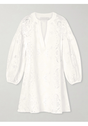 Borgo de Nor - Harlow Cotton-blend Lace Mini Dress - White - UK 6,UK 8,UK 10,UK 12,UK 14,UK 16