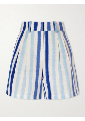 Emporio Sirenuse - Beatrice Ikat Striped Cotton Shorts - Blue - IT36,IT38,IT40,IT42,IT44,IT46,IT48,IT50