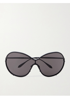Alaïa - Mask Large Round-frame Metal Sunglasses - Black - One size
