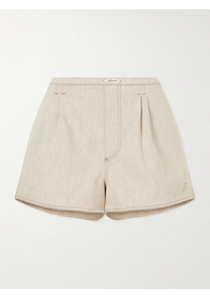 Jacquemus - De-nîmes Amelo Pleated Cotton And Hemp-blend Shorts - Neutrals - FR 32,FR 34,FR 36,FR 38,FR 40