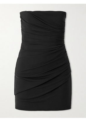 Alex Perry - Strapless Gathered Stretch-mesh Mini Dress - Black - UK 4,UK 6,UK 8,UK 10,UK 12