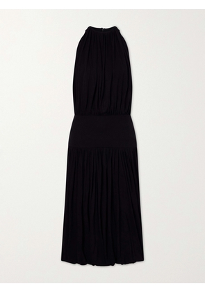 TOTEME - Gathered Jersey Midi Dress - Black - xx small,x small,small,medium,large,x large