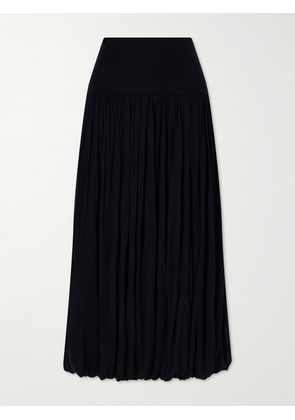 TOTEME - Gathered Midi Skirt - Black - xx small,x small,small,medium,large,x large