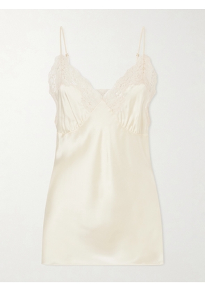 Stella McCartney - Lace-trimmed Silk-satin Top - Neutrals - IT34,IT36,IT38,IT40,IT42,IT44,IT46