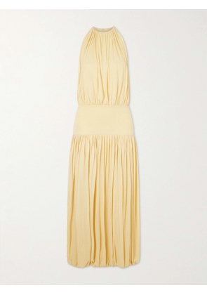 TOTEME - Gathered Jersey Midi Dress - Yellow - xx small,x small,small,medium,large,x large