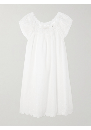 DÔEN - Lelia Embroidered Lace-trimmed Organic Cotton-voile Mini Dress - White - xx small,x small,small,medium,large,x large,xx large