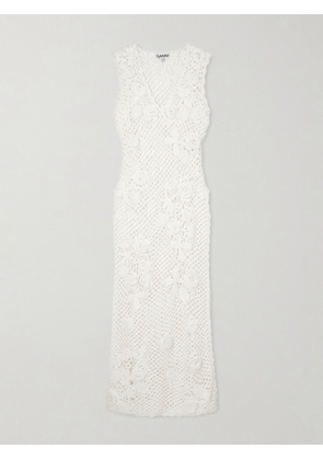 GANNI - Crocheted Organic Cotton Maxi Dress - White - x small,small,medium,large,x large