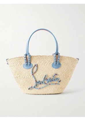 Christian Louboutin - Cabata Appliquéd Studded Leather-trimmed Raffia Tote - Neutrals - One size