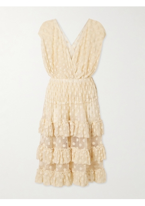 Dries Van Noten - Ruffled Polka-dot Cotton-blend Mesh Midi Dress - Neutrals - FR 34,FR 36,FR 38,FR 40,FR 42,FR 44