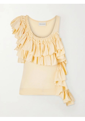 Dries Van Noten - Humza Ruffled Cotton-jersey Tank Top - Neutrals - x small,small,medium,large