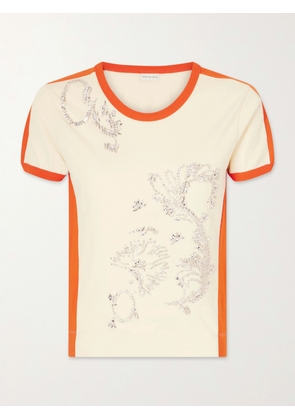 Dries Van Noten - Hental Embellished Cotton-jersey T-shirt - Neutrals - x small,small,medium,large