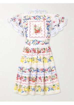 Mary Katrantzou - Margarita Ruffled Floral-print Cotton-poplin Mini Dress - Multi - UK 6,UK 8,UK 10,UK 12,UK 14,UK 16
