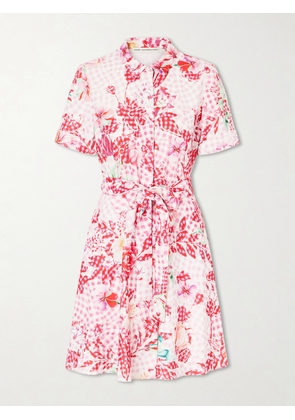 Mary Katrantzou - Chima Floral-print Tie-detailed Woven Midi Dress - Pink - UK 6,UK 8,UK 10,UK 12,UK 14,UK 16