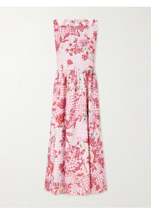 Mary Katrantzou - Alma Checked Floral-print Midi Dress - Pink - UK 6,UK 8,UK 10,UK 12,UK 14,UK 16
