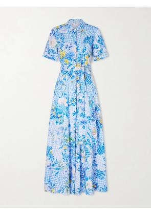 Mary Katrantzou - Floral Cotton-blend Maxi Dress - Blue - UK 6,UK 8,UK 10,UK 12,UK 14,UK 16