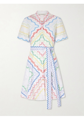 Mary Katrantzou - Belted Printed Cotton-blend Midi Dress - Multi - UK 6,UK 8,UK 10,UK 12,UK 14