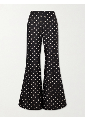 ALIX OF BOHEMIA - Farah Polka-dot Cotton And Silk-blend Flared Pants - Black - x small,small,medium,large,x large