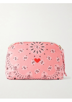 CALL IT BY YOUR NAME - Coeur Vanity Embroidered Bandana-print Cotton Pouch - Pink - One size