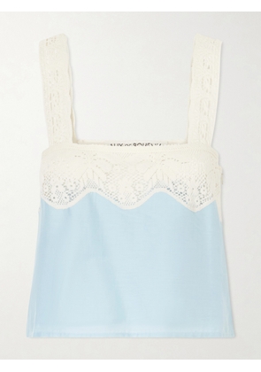 ALIX OF BOHEMIA - Mia Sky Prima Cotton And Silk-blend Lace-trimmed Tank Top - Blue - x small,small,medium,large,x large