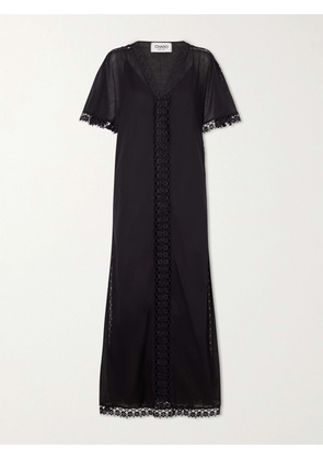 Charo Ruiz - Embroidered Cotton-blend Coverup - Black - x small,small,medium,large,x large