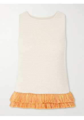 ESCVDO - Amada Fringed Crocheted Cotton Tank - Neutrals - x small,small,medium,large,x large