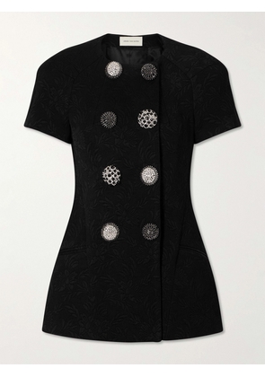 Dries Van Noten - Embellished Double-breasted Matelassé Floral-jacquard Jacket - Black - FR 34,FR 36,FR 38,FR 40,FR 42,FR 44