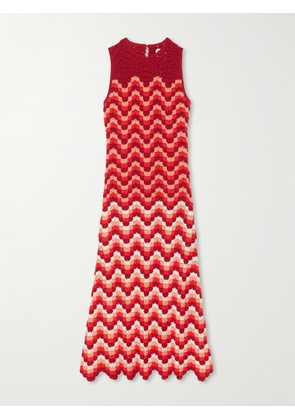 ESCVDO - Cuenca Scalloped Crocheted Cotton Maxi Dress - Red - x small,small,medium,large,x large