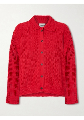 ESCVDO - Solar Open-knit Cotton Cardigan - Red - x small,small,medium,large,x large