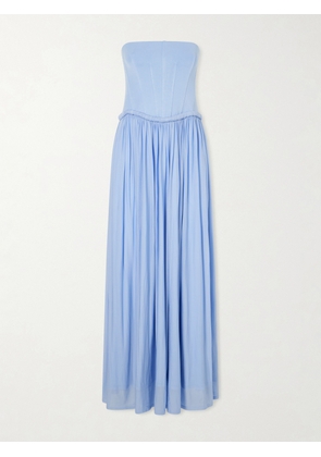 SIMKHAI - Adalys Gathered Stretch-jersey Bustier Maxi Dress - Blue - US0,US2,US4,US6,US8,US10