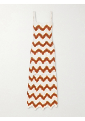 ESCVDO - Marea Striped Crocheted Cotton Maxi Dress - Neutrals - x small,small,medium,large,x large