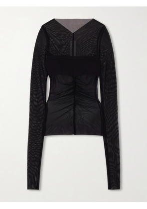 Rick Owens - Ruched Stretch-mesh T-shirt - Black - IT38,IT40,IT42,IT44,IT46,IT48