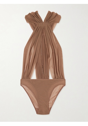 Rick Owens - Miami Gathered Cotton-jersey Bodysuit - Neutrals - IT38,IT40,IT42,IT44,IT46,IT48