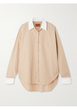 Jamie Haller - The Tipped Weekend Striped Supima Cotton-poplin Shirt - Brown - x small,small,medium,large