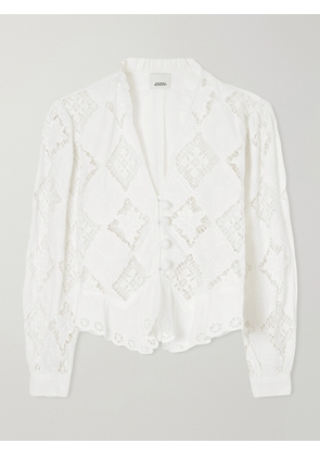 Isabel Marant - Nina Broderie Anglaise Cotton And Linen-blend Blouse - White - FR 34,FR 36,FR 38,FR 40,FR 42
