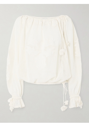 Isabel Marant - Dalyna Lace Trimmed Organic Cotton Blouse - Neutrals - FR 34,FR 36,FR 38,FR 40,FR 42